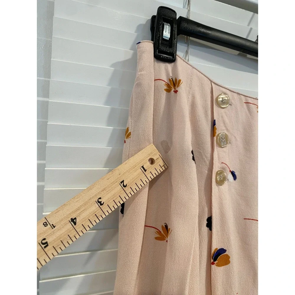 Free People‎ Women's Pink Floral All Over Print Button Mini Skirt Size 6 READ